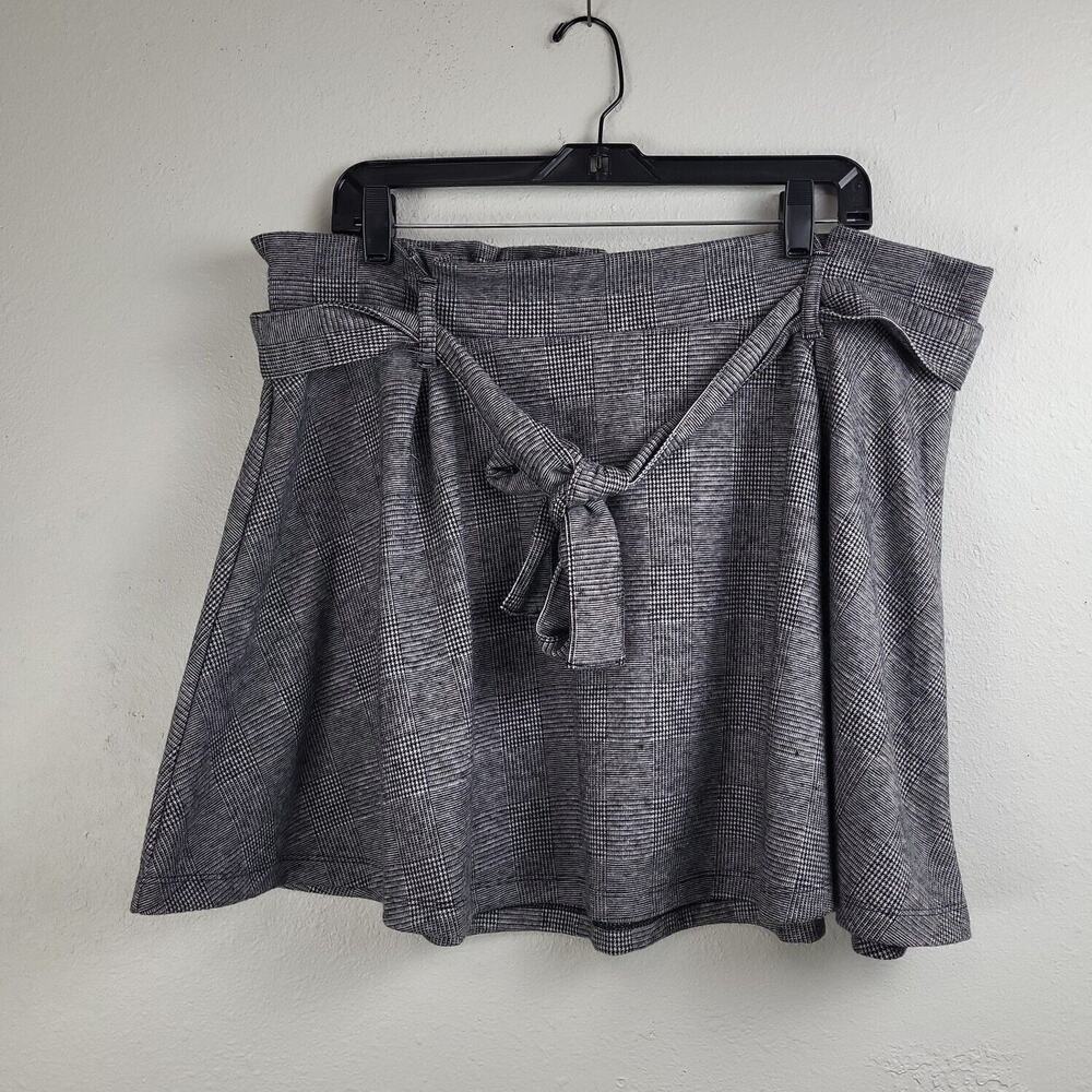 Vylette Womens Gray Comfort High Waisted Pleated Paper Bag Skirt Size XXL